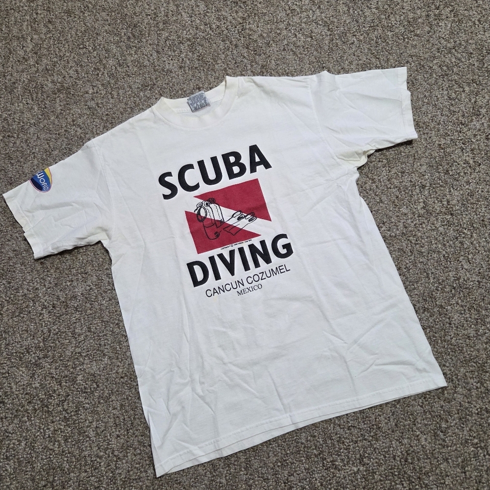 Vintage‎ Cancun Mexico 1999 Scuba Diving Graphic Tshirt Large